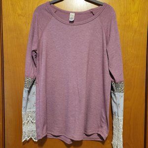 7th Ray, large, pink/cheetah print/floral/lace